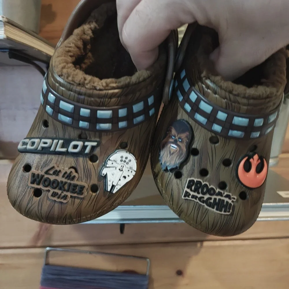 Chewbacca Crocs Star Wars Kids Toddler US Size C9 Fur Lined Brown Childrens 9